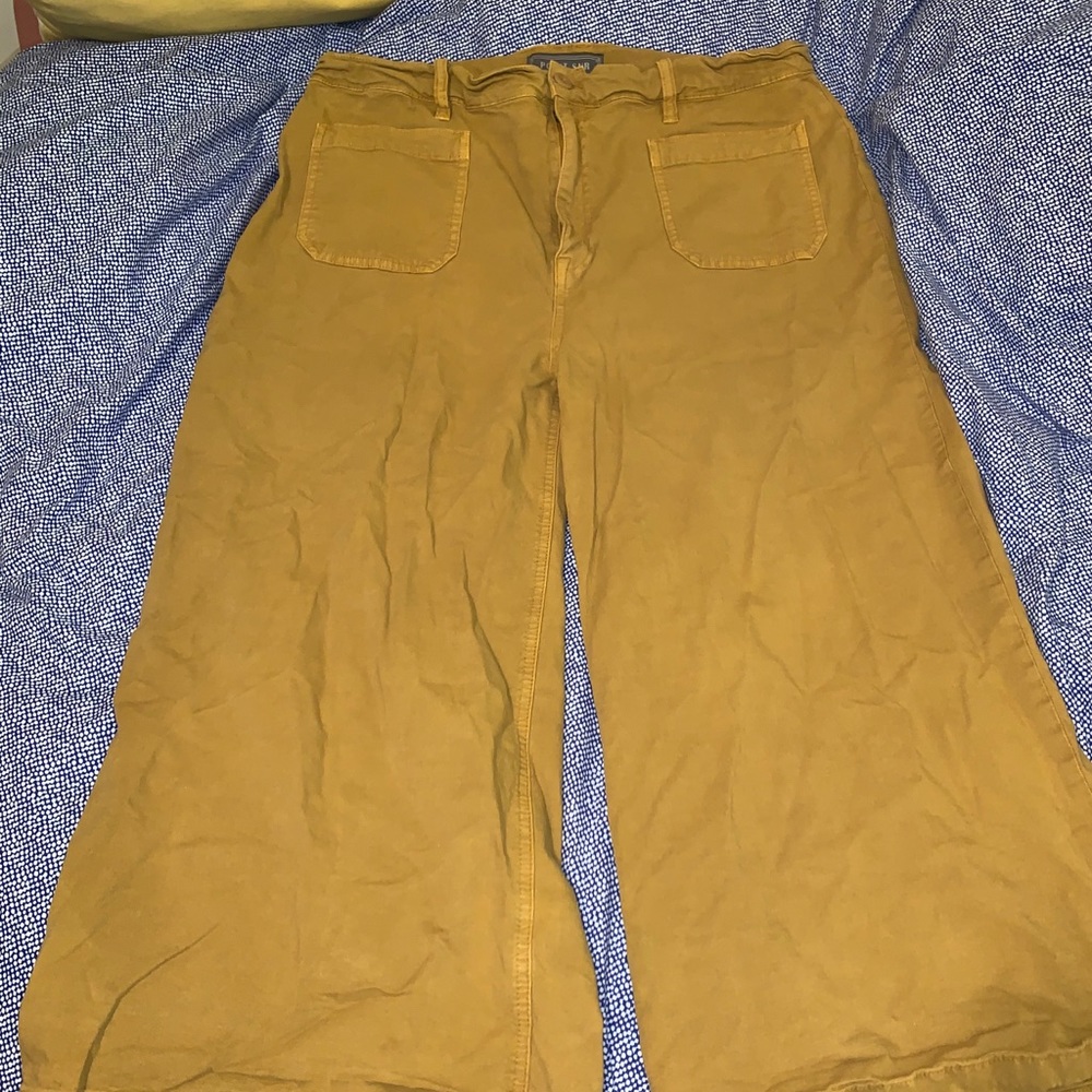 J. Crew Mustard Wide Leg Cropped Pants